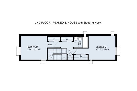 Floor Plan - Upper Floor for Traditional House Plan #905-6 - 2 bed, 2 bath