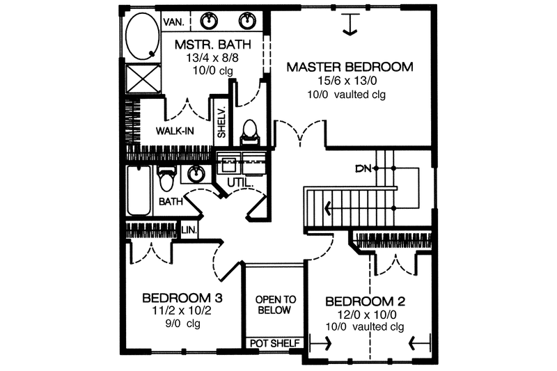 House Plan Design - Floor Plan - Upper Floor for Country House Plan #997-7 - 3 bed, 2.5 bath