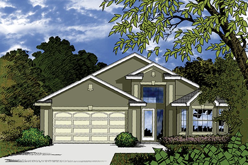 Dream House Plan - Exterior - Front Elevation 3 for Mediterranean House Plan #417-820 - 3 bed, 2 bath