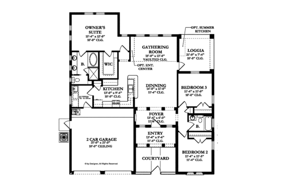 Floor Plan - Main Floor for Mediterranean House Plan #1058-2 - 3 bed, 2 bath