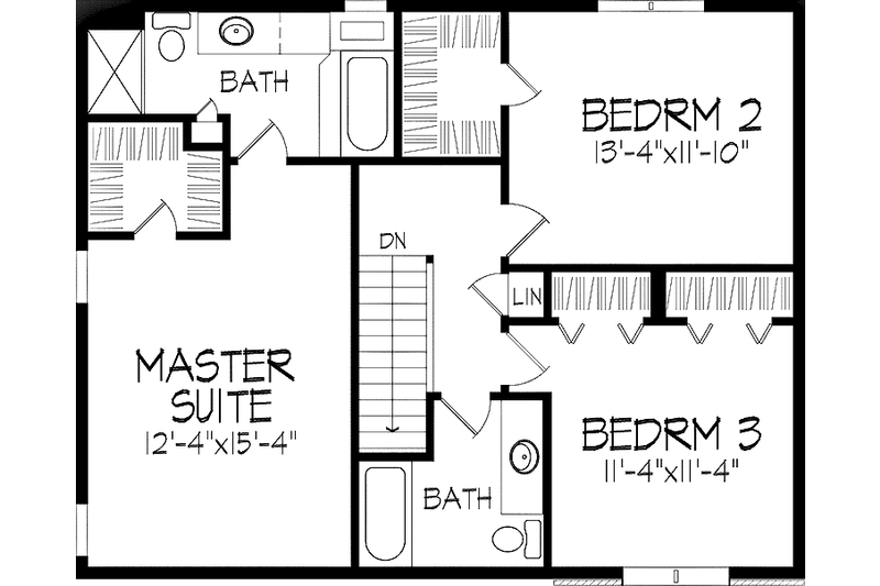 Architectural House Design - Floor Plan - Upper Floor for Tudor House Plan #51-698 - 3 bed, 2.5 bath