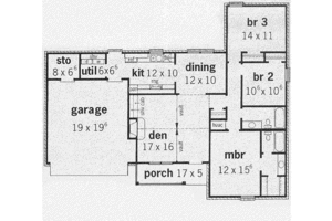 Floor Plan - Main Floor for Traditional House Plan #16-113 - 3 bed, 2 bath