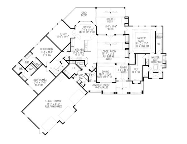 Dream House Plan - Farmhouse Floor Plan - Main Floor Plan #54-430