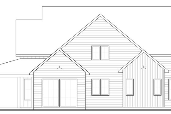 Exterior - Rear Elevation 1 for Country House Plan #23-2822 - 3 bed, 2.5 bath