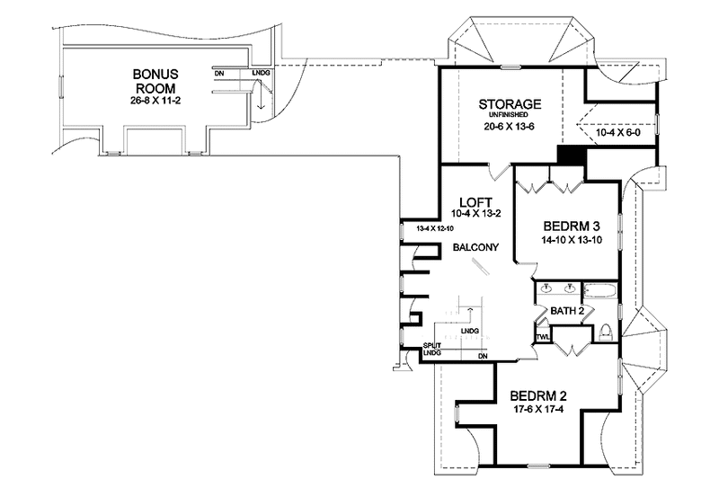 Home Plan - Floor Plan - Upper Floor for Colonial House Plan #328-322 - 3 bed, 2.5 bath