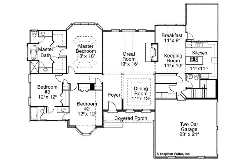 Home Plan - Floor Plan - Main Floor for Country House Plan #429-238 - 3 bed, 2.5 bath