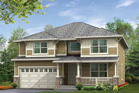 Exterior - Front Elevation 3 for Prairie House Plan #132-306 - 4 bed, 2.5 bath
