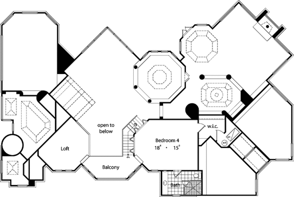 House Plan Design - Mediterranean Floor Plan - Upper Floor Plan #417-478