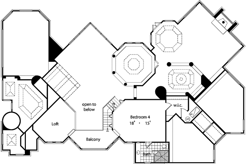 House Blueprint - Floor Plan - Upper Floor for Mediterranean House Plan #417-478 - 4 bed, 3.5 bath