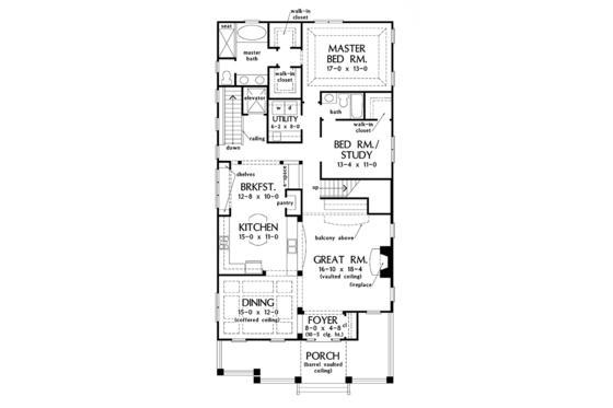 Floor Plan - Main Floor for Craftsman House Plan #929-986 - 4 bed, 3 bath