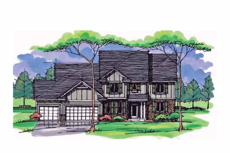 House Blueprint - Exterior - Front Elevation 3 for Colonial House Plan #51-1019 - 4 bed, 3.5 bath
