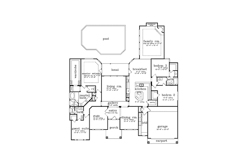 Dream House Plan - Floor Plan - Main Floor for Country House Plan #973-5 - 4 bed, 3 bath