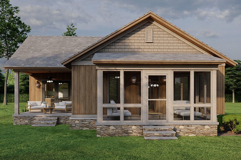 House Blueprint - Cabin Exterior - Front Elevation Plan #923-323