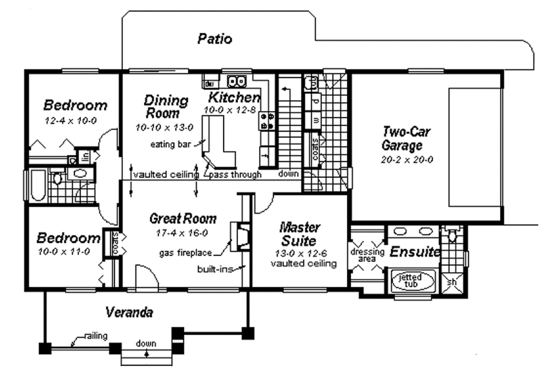 Floor Plan - Main Floor for Ranch House Plan #18-9546 - 3 bed, 2 bath