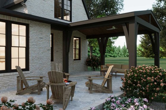 Exterior - Covered Porch for Tudor House Plan #1079-6 - 4 bed, 3.5 bath