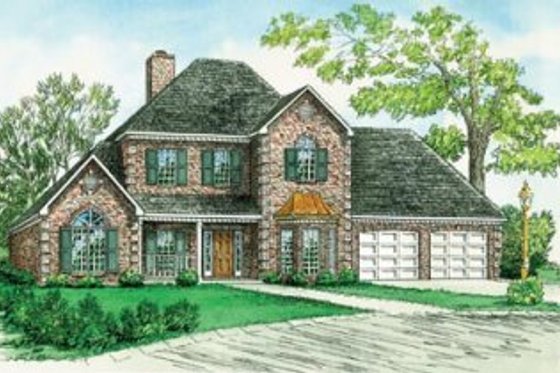 Exterior - Front Elevation for European House Plan #16-239 - 4 bed, 3.5 bath