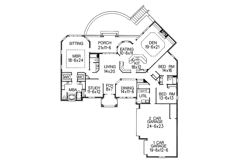 Home Plan - Floor Plan - Main Floor for European House Plan #15-335 - 4 bed, 3 bath