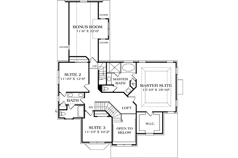 Home Plan - Floor Plan - Upper Floor for Country House Plan #453-520 - 3 bed, 2.5 bath