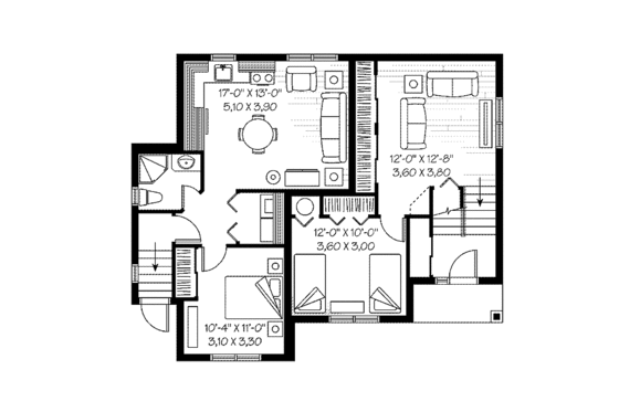 Floor Plan - Lower Floor for Traditional House Plan #23-2439 - 4 bed, 2 bath