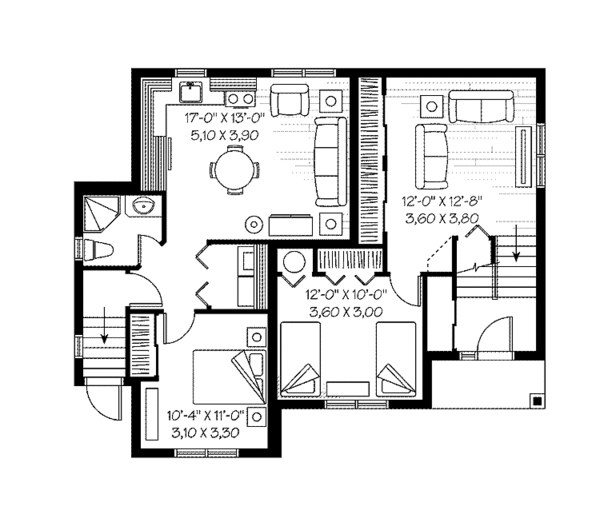 Architectural House Design - Traditional Floor Plan - Lower Floor Plan #23-2439