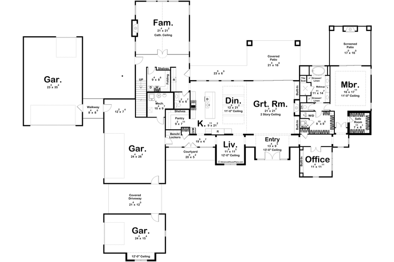 House Blueprint - Floor Plan - Main Floor for Modern House Plan #455-464 - 5 bed, 4.5 bath