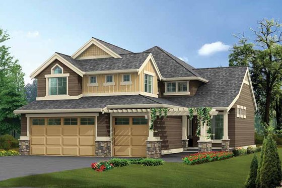 Exterior - Front Elevation 3 for Craftsman House Plan #132-313 - 4 bed, 2.5 bath