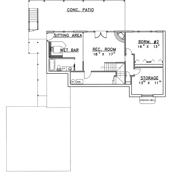 Architectural House Design - Modern Floor Plan - Lower Floor Plan #117-351