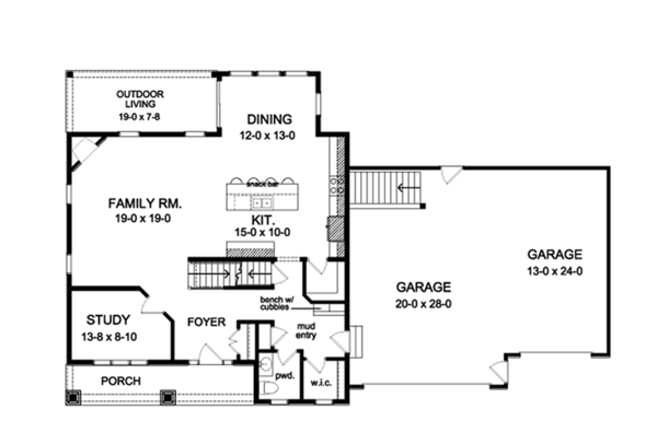 Architectural House Design - Traditional Floor Plan - Main Floor Plan #1010-128