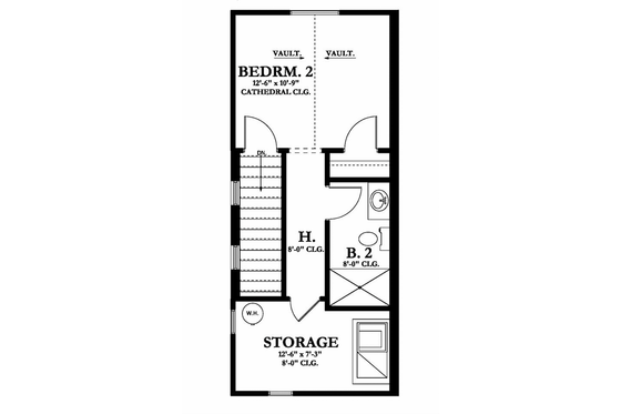 Floor Plan - Upper Floor for European House Plan #1058-108 - 2 bed, 2 bath
