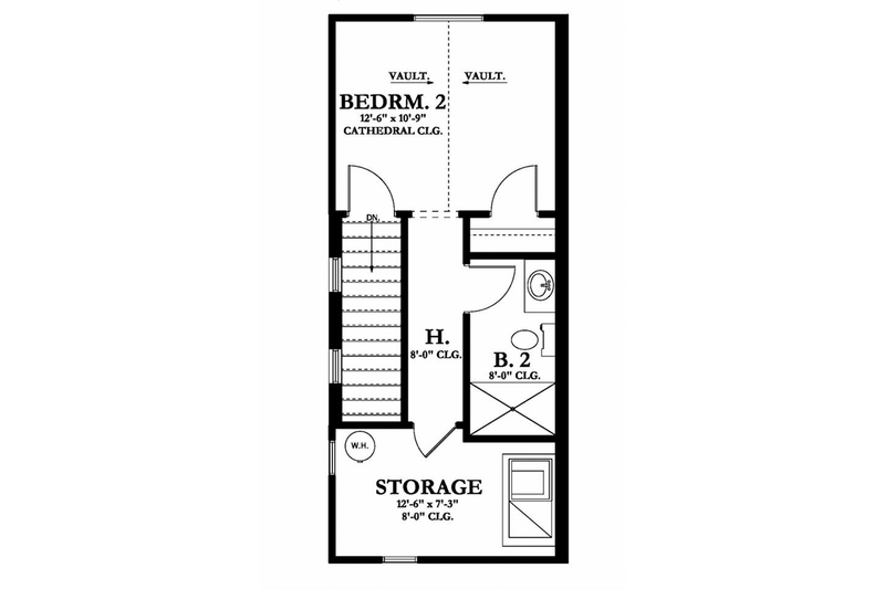 House Design - Floor Plan - Upper Floor for European House Plan #1058-108 - 2 bed, 2 bath