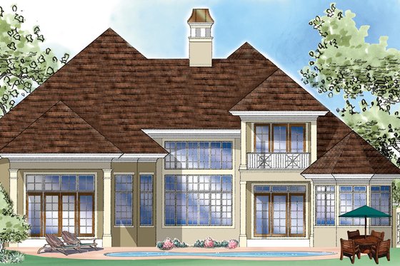 Exterior - Rear Elevation for Mediterranean House Plan #930-274 - 4 bed, 4.5 bath