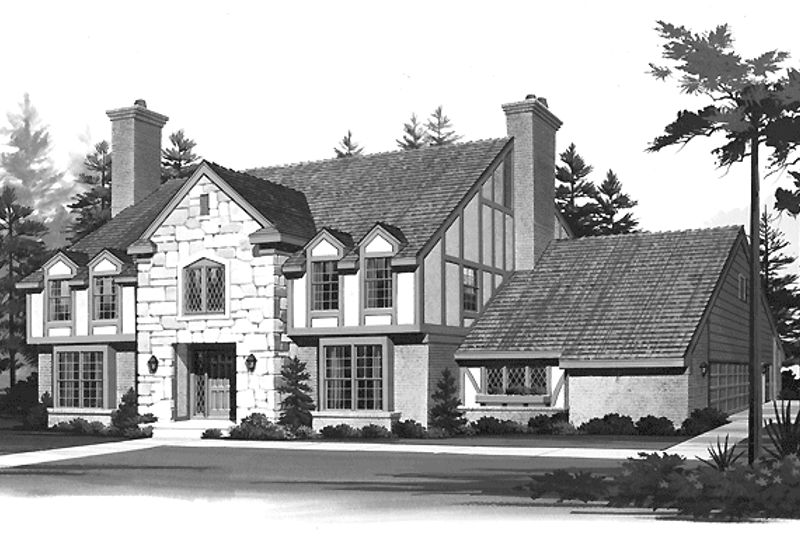 Home Plan - Tudor Exterior - Front Elevation Plan #72-794