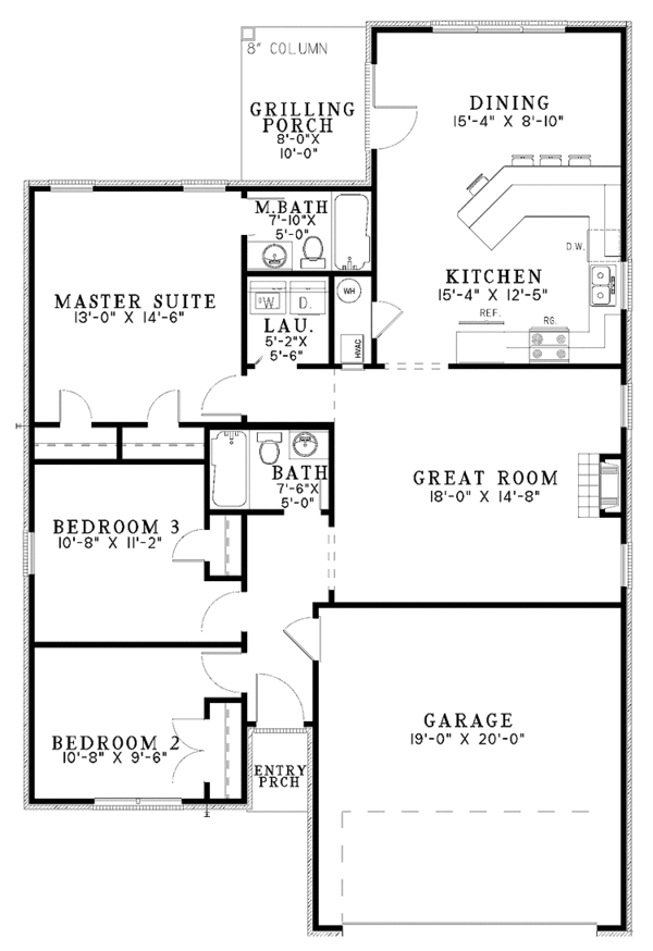 House Plan Design - Ranch Floor Plan - Main Floor Plan #17-2810