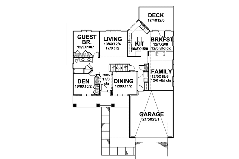 Dream House Plan - Floor Plan - Main Floor for Country House Plan #320-836 - 4 bed, 3 bath
