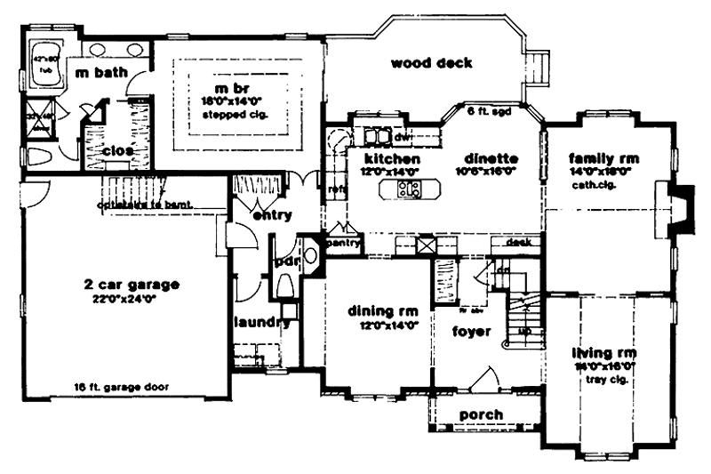 House Blueprint - Floor Plan - Main Floor for Craftsman House Plan #328-174 - 3 bed, 2.5 bath