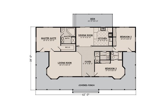 Floor Plan - Main Floor for Farmhouse House Plan #1082-9 - 3 bed, 2.5 bath