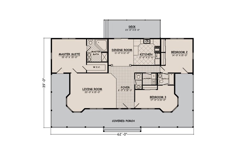 Home Plan - Floor Plan - Main Floor for Farmhouse House Plan #1082-9 - 3 bed, 2.5 bath