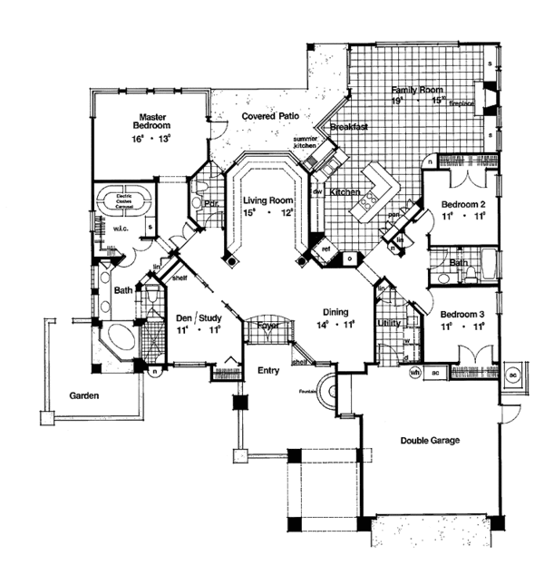 Architectural House Design - Mediterranean Floor Plan - Main Floor Plan #417-519
