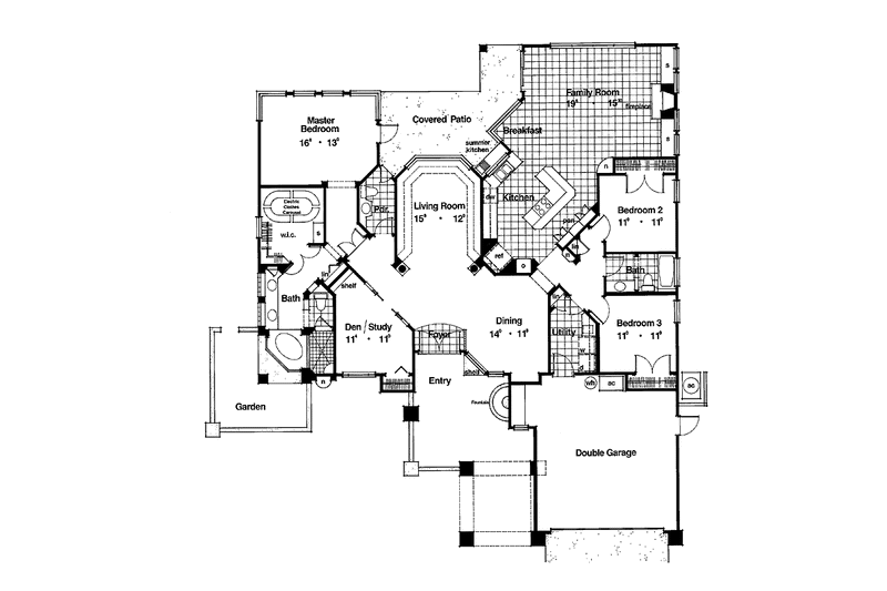 Home Plan - Floor Plan - Main Floor for Mediterranean House Plan #417-519 - 3 bed, 2.5 bath