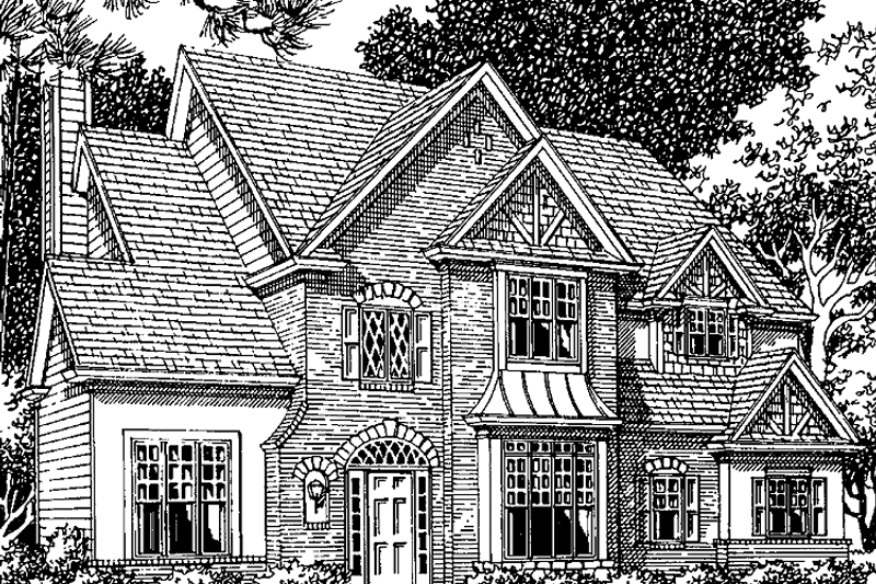 Home Plan - Exterior - Front Elevation 3 for Tudor House Plan #54-255 - 4 bed, 3 bath