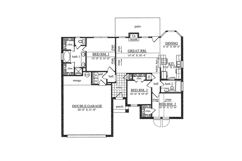 Dream House Plan - Floor Plan - Main Floor for Traditional House Plan #42-722 - 3 bed, 2 bath