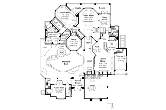 Floor Plan - Main Floor for Mediterranean House Plan #930-50 - 4 bed, 3.5 bath