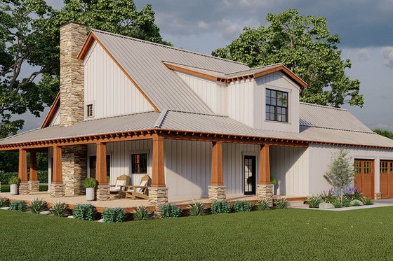 Exterior - Rear Elevation for Country House Plan #923-299 - 3 bed, 2.5 bath
