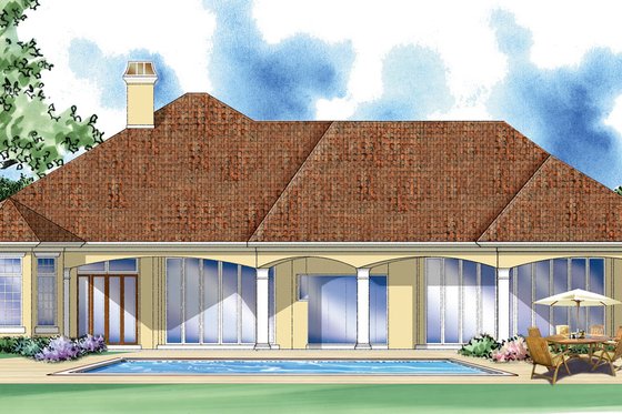 Exterior - Rear Elevation for Mediterranean House Plan #930-293 - 3 bed, 4 bath