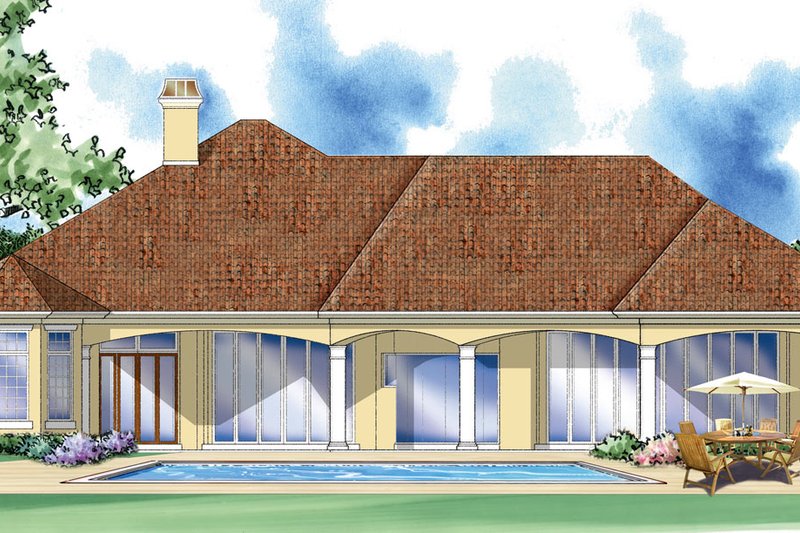 Home Plan - Exterior - Rear Elevation for Mediterranean House Plan #930-293 - 3 bed, 4 bath