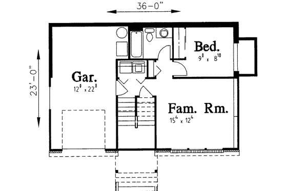 Floor Plan - Lower Floor for Traditional House Plan #303-336 - 3 bed, 2 bath