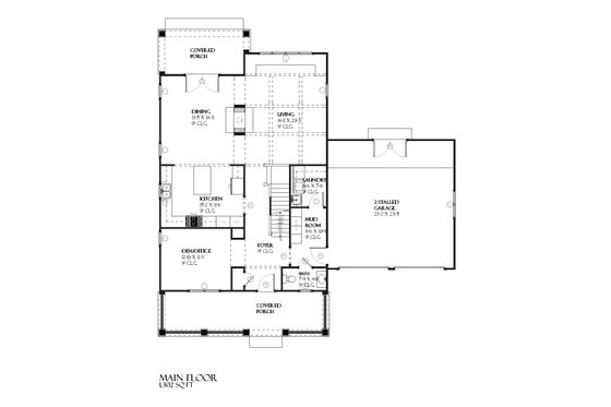 Floor Plan - Main Floor for Farmhouse House Plan #901-51 - 3 bed, 2.5 bath