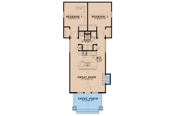 Floor Plan - Main Floor for Craftsman House Plan #923-222 - 2 bed, 1 bath