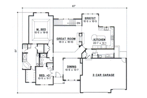 Floor Plan - Main Floor for European House Plan #67-365 - 4 bed, 3 bath