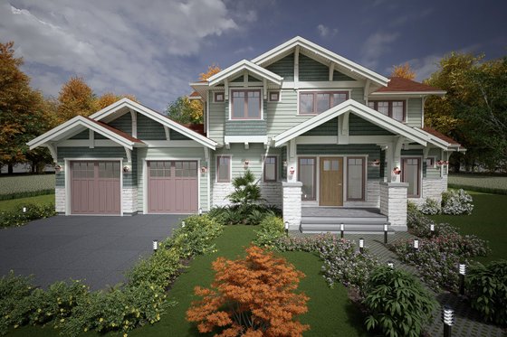Exterior - Front Elevation 4 for Craftsman House Plan #1101-15 - 3 bed, 3 bath
